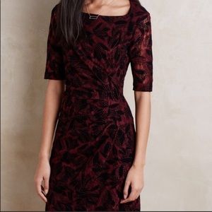 Maeve Anthropologie Elorn Wine Sheath Dress